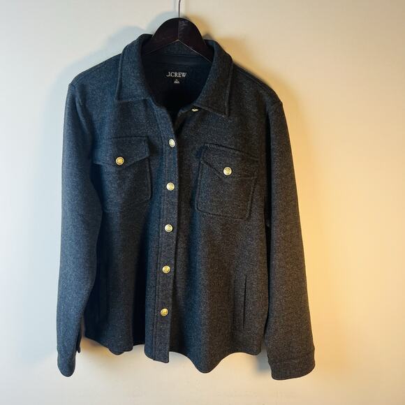 J Crew Shirt Jacket Womens XL Wool Blend Shacket Heather Charcoal EUC - Picture 3 of 11
